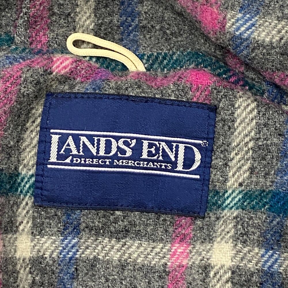 Vintage Lands' End Jacket Large Plaid Wool Lined Hood Chore Barn Parka Coat USA - Picture 2 of 10